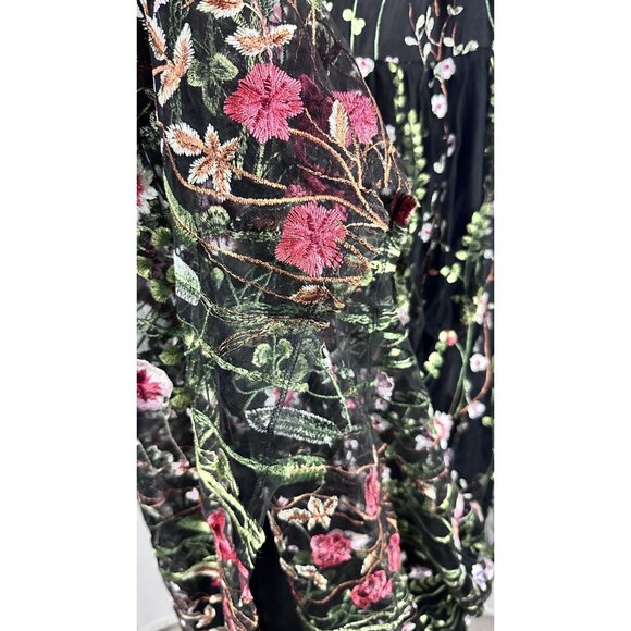 City Studio Juniors Ladies Black Floral Embroidered Ruffle Trim Maxi Dress Sz 13 - Picture 5 of 11
